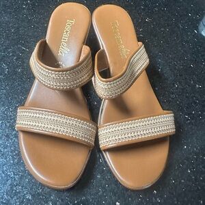 Tan Braided Strap Slip-On Sandals